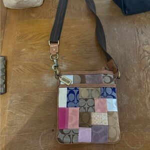 Coach Pink and Blue Crossbody Bag Patchwork Design